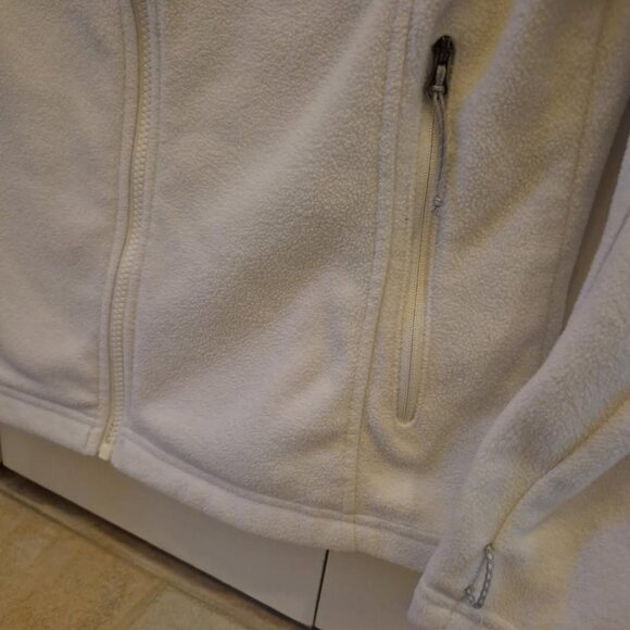 Women's white Columbia fleece zip up jacket - zippered pockets - Size M - Picture 4 of 4